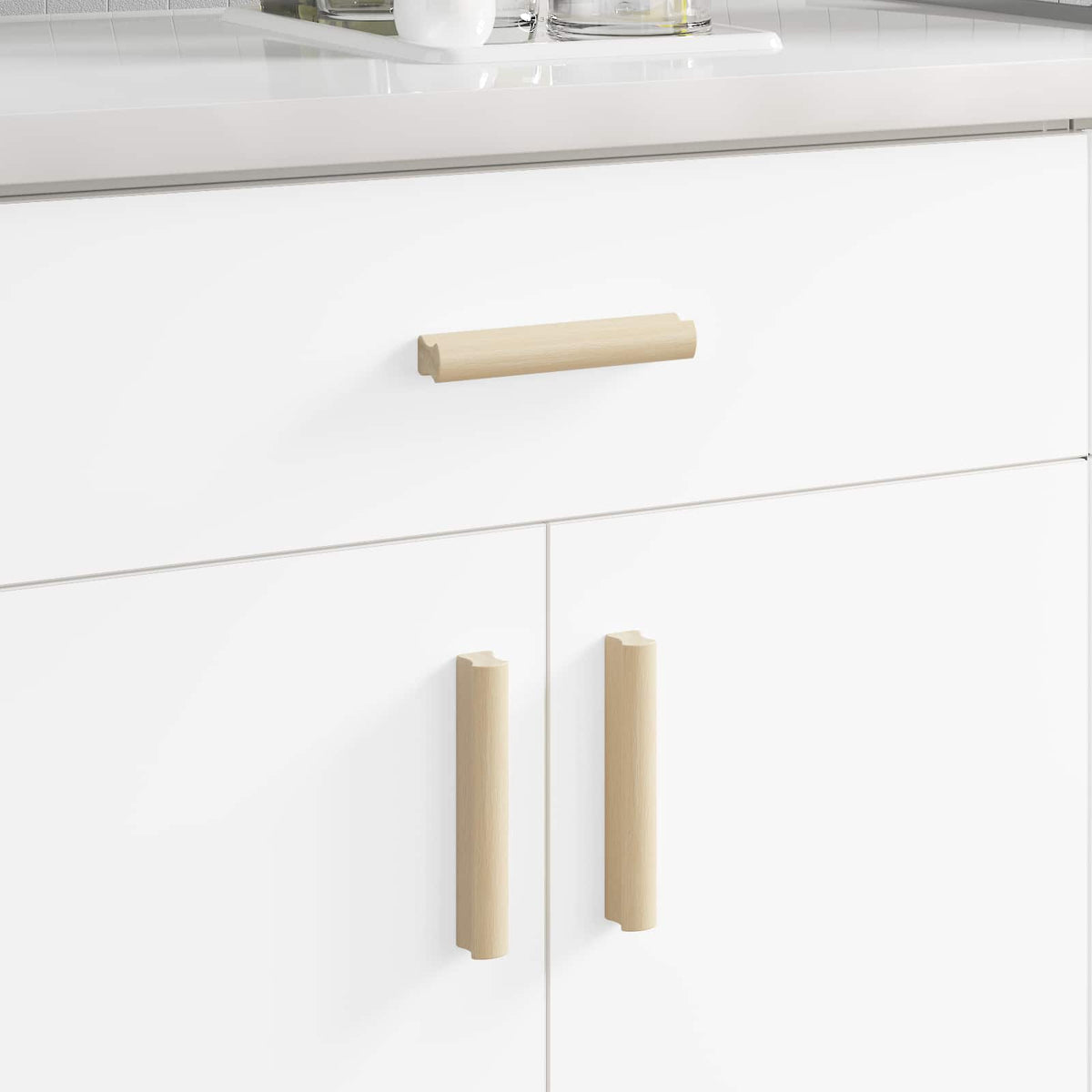 Lige håndtag 2 stk. Naturlig træfarve 130 x 25 x 30 mm