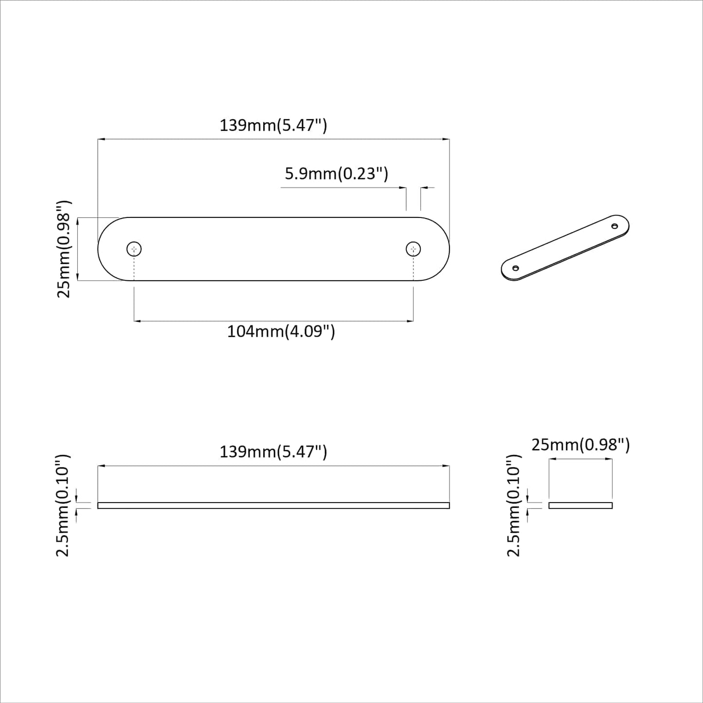 Skab Håndtag 2 stk. Brun 140 x 25 x 2,3 mm PU