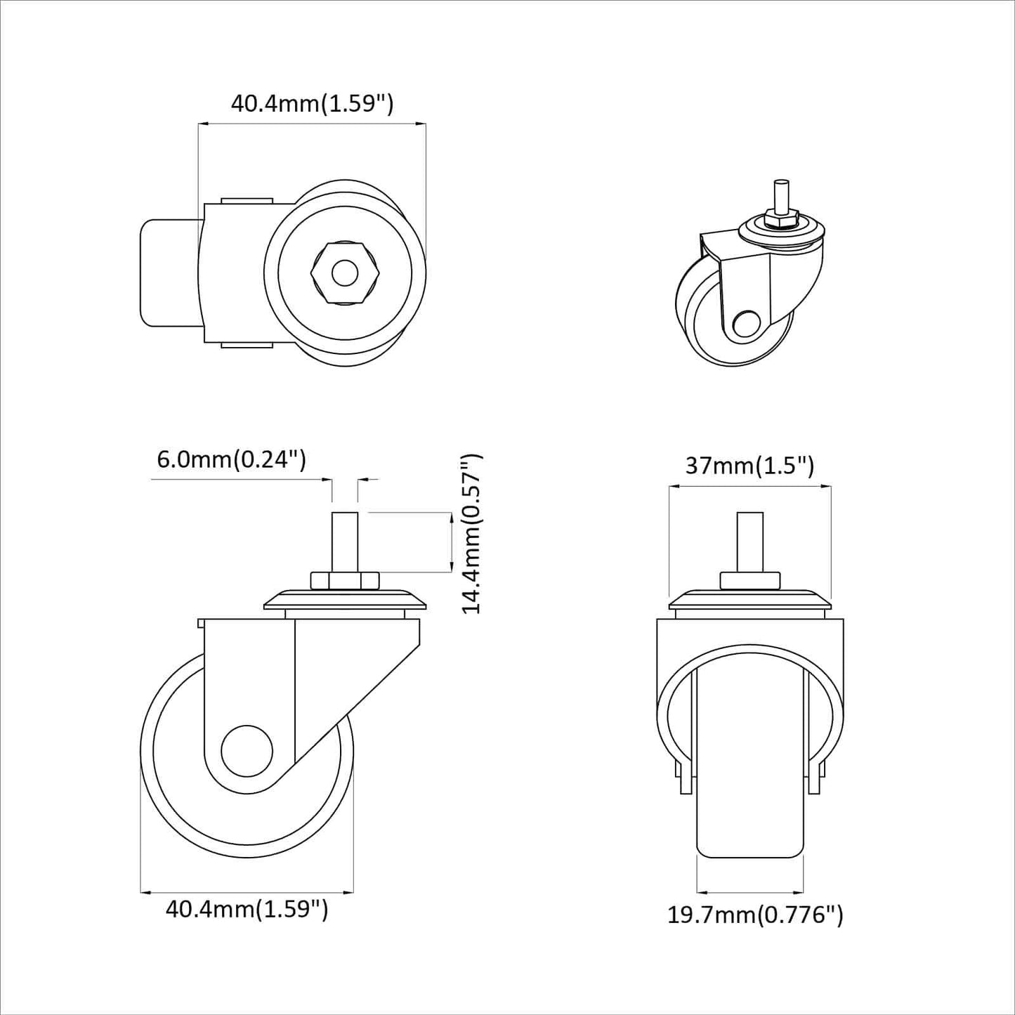 Svinghjul 12 stk. Sort 40,4 x 40,4 x 19,7 mm Jern og nylon