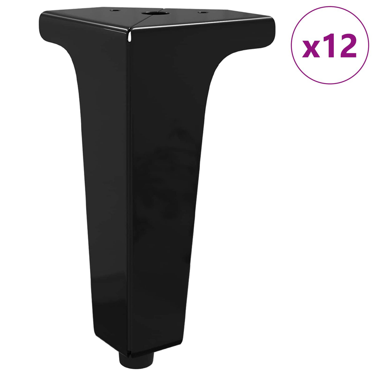 Møbelben 12 stk. Sort 54,1 x 54,1 x 100 mm Jern