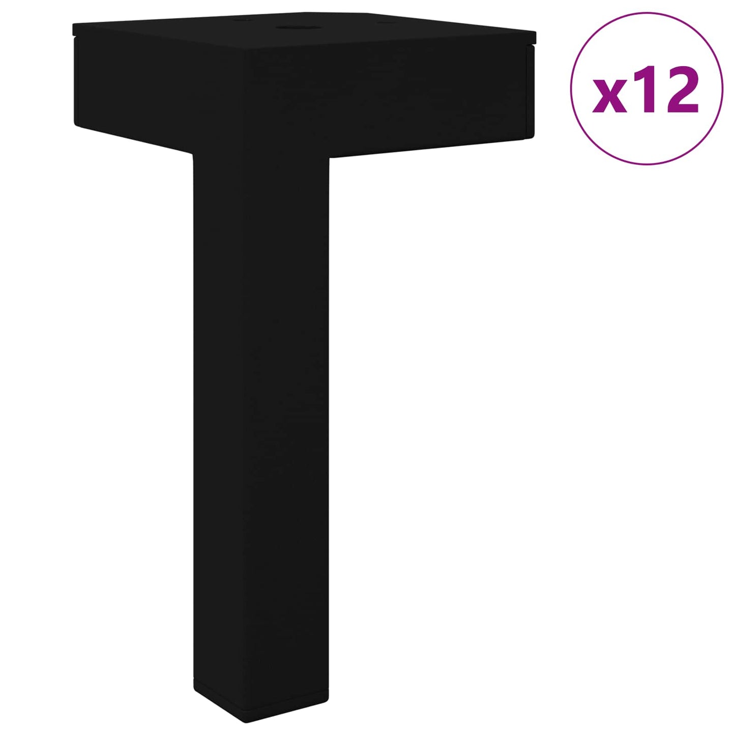 Stående Fødder 12 stk. Sort 57 x 57 x 100 mm Jern