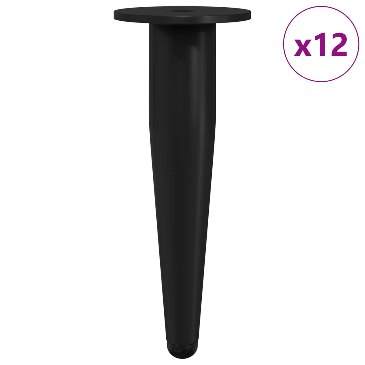 Møbelben 12 stk. Sort Ø 40 x 98 mm Jern