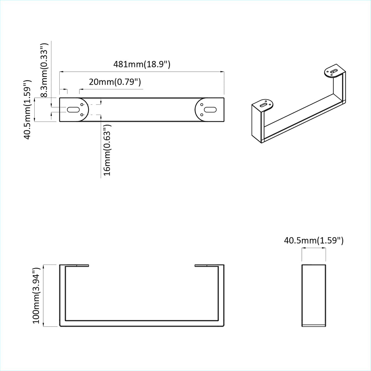 Møbelben 12 stk. Sort 481 x 40,5 x 100 mm Jern