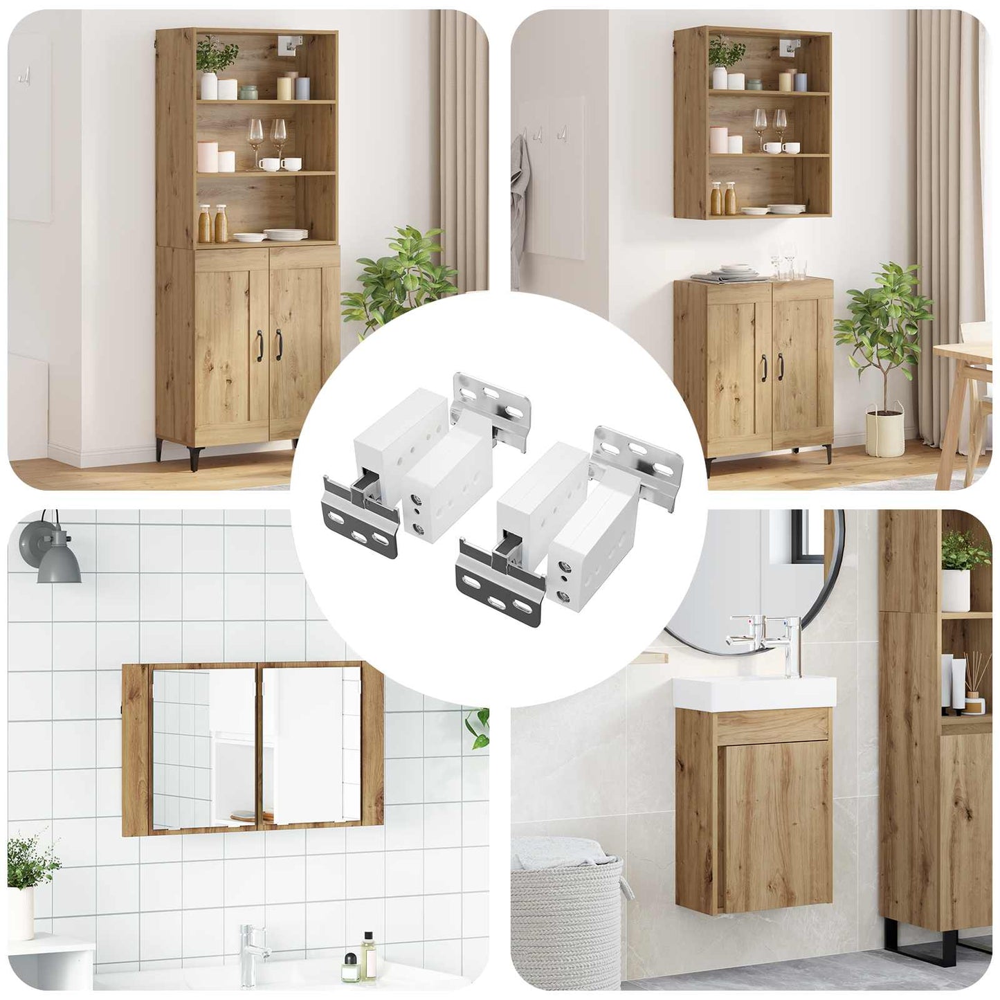 Kabinet hængende beslag 2 stk. Hvid 70 x 48 x 19 mm