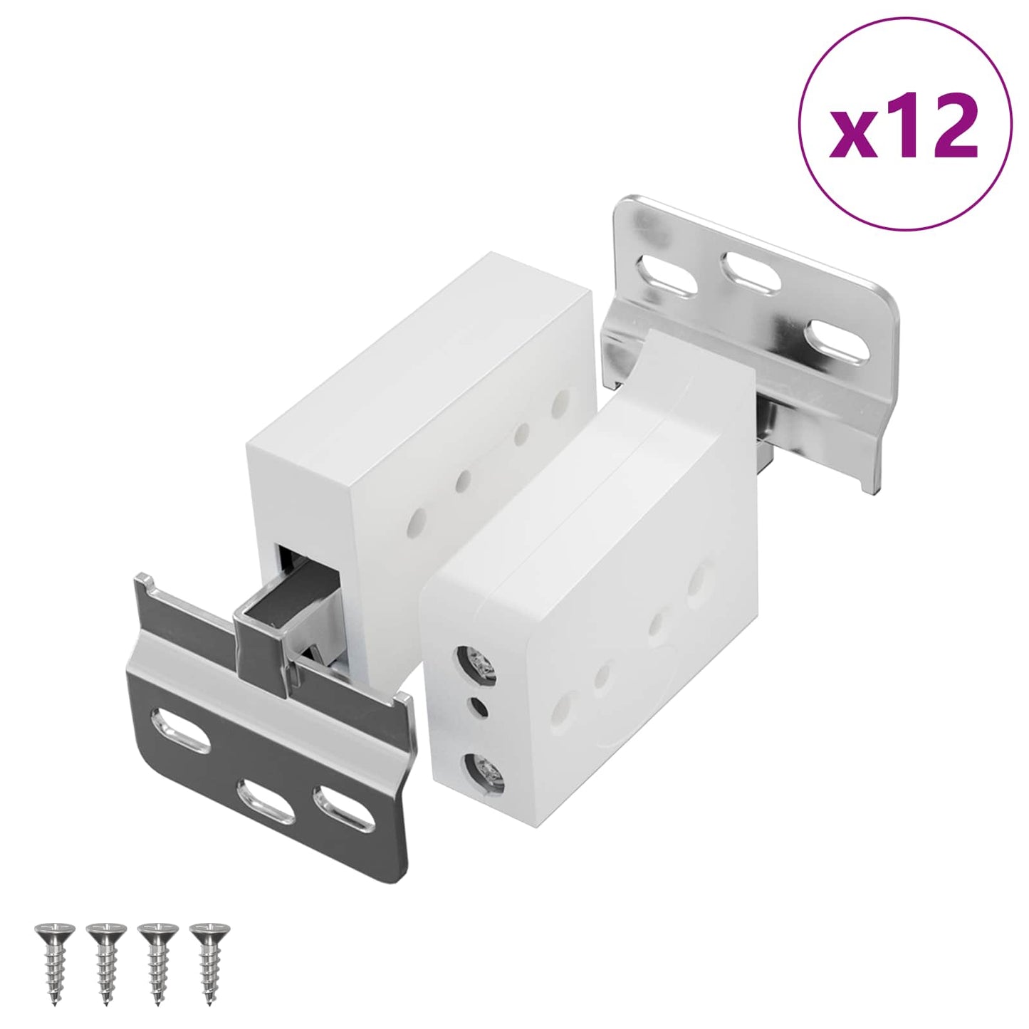 Kabinet hængende beslag 12 stk. Hvid 70 x 48 x 19 mm