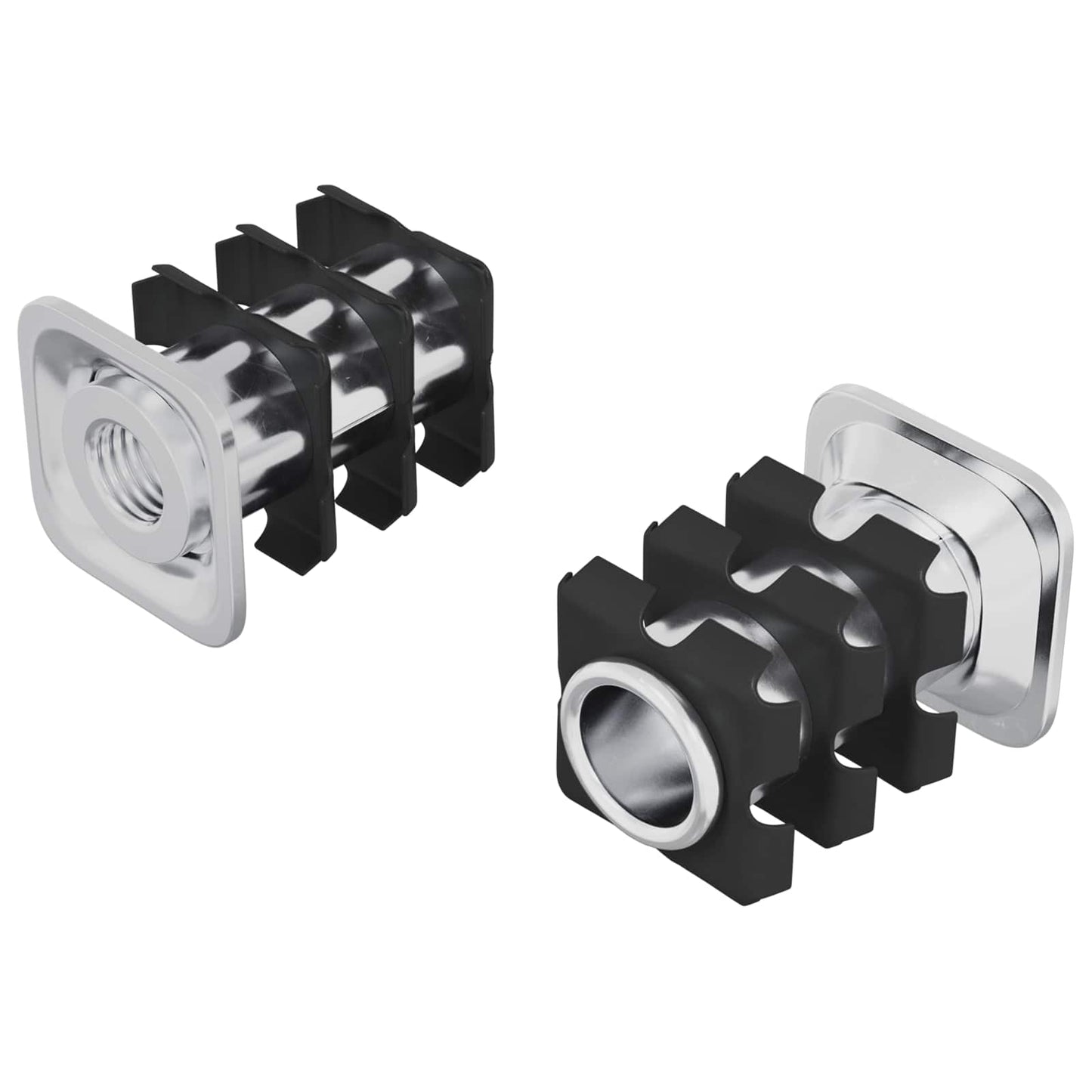 Gevindet tubeindsats 2 stk. Sort og Sølv 15,8 x 15,8 x 22,5 mm