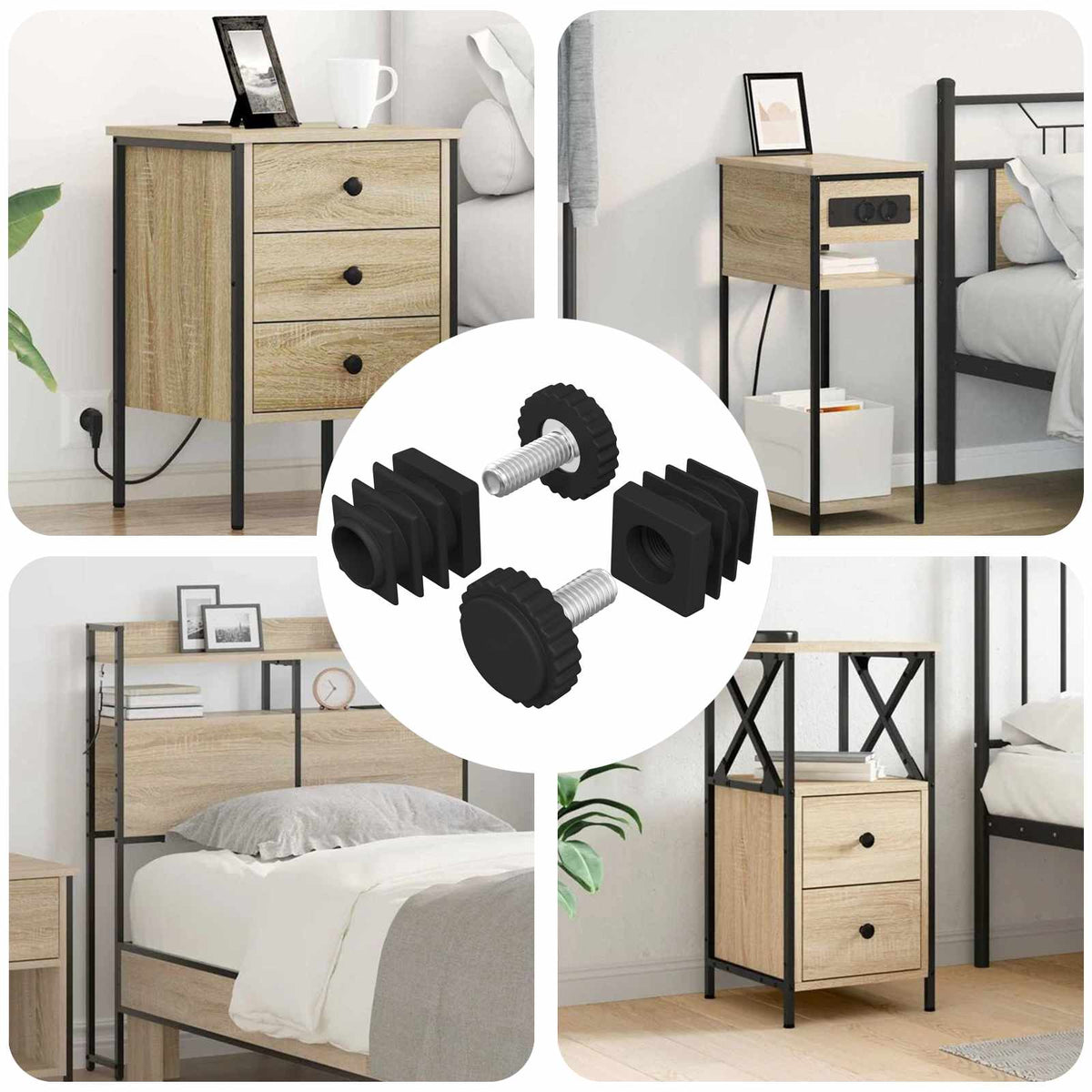 Møbelleveler Justerbar 2 stk. Sort M6 PP