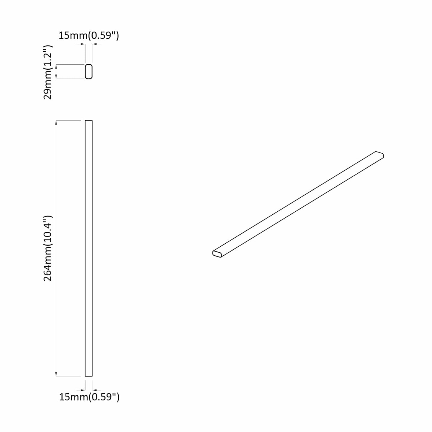 Skab Stang 2 stk. Sølv 264 x 15 x 29 mm Aluminiumlegering