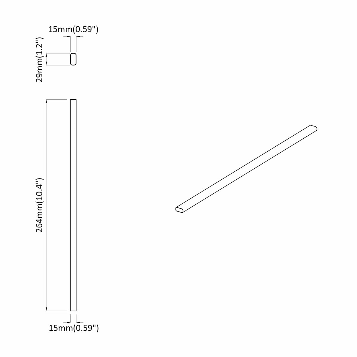 Skab Stang 12 stk. Sølv 264 x 15 x 29 mm Aluminiumlegering