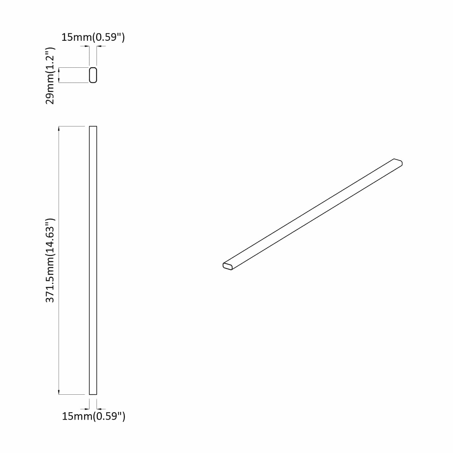Skab Stang 12 stk. Sølv 372 x 15 x 29 mm Aluminiumlegering