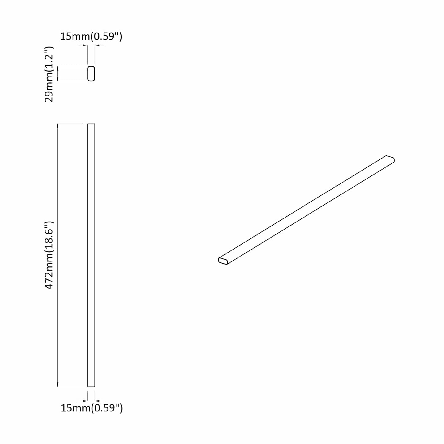 Skab Stang 12 stk. Sølv 472 x 15 x 29 mm Aluminiumlegering