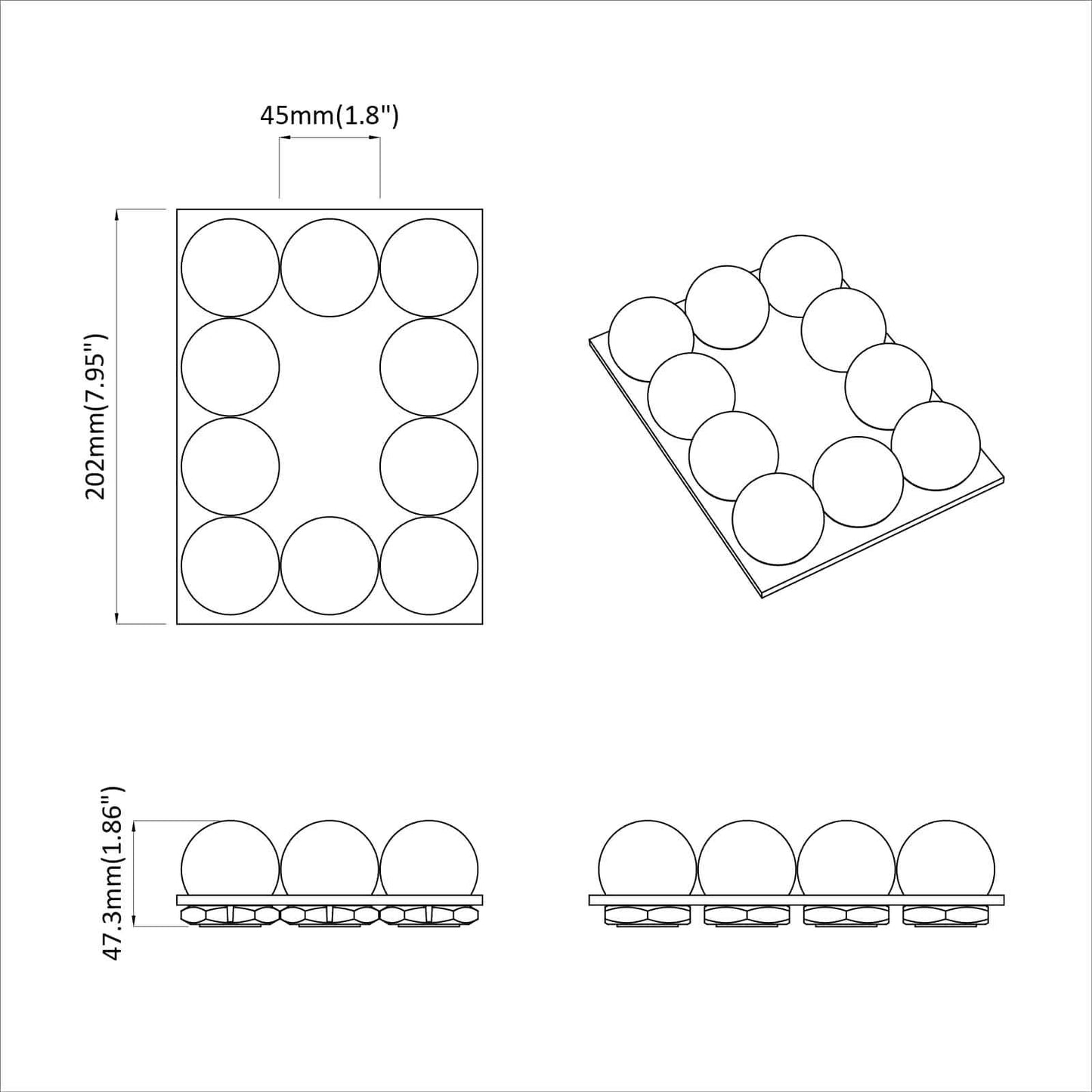 Spejl Lygter Hvid 4,5 x 4,5 x 4,7 cm Plastik