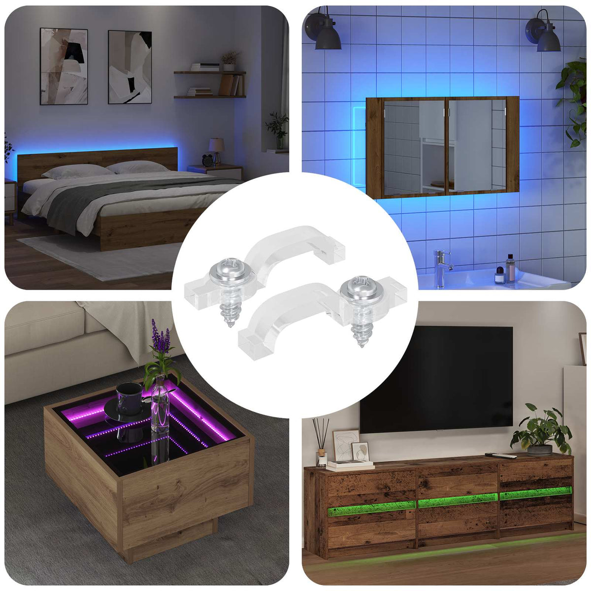 LED Strip Clips 23,8 mm 2 stk. Transparent Plastik og Jern