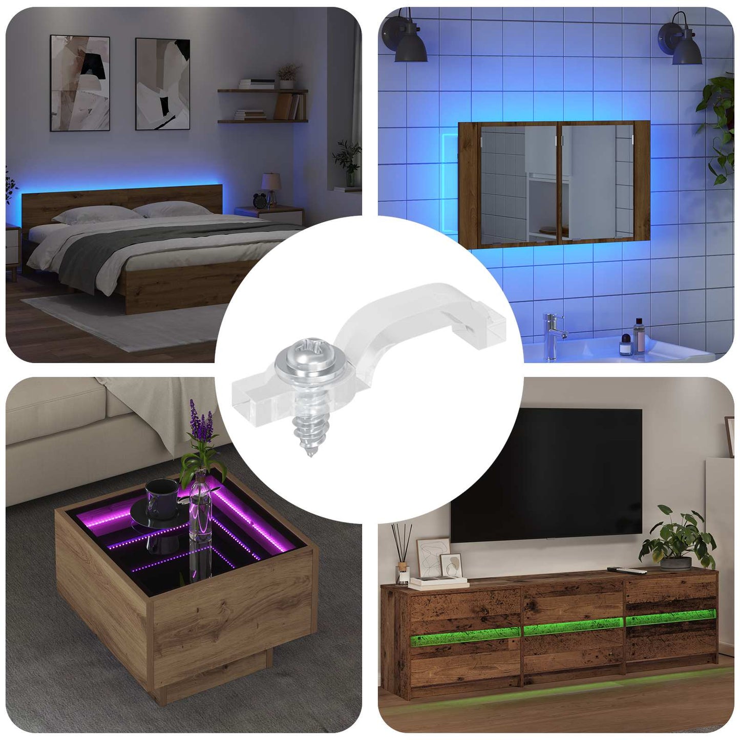LED Strip Clips 23,8 mm 12 stk. Transparent Plastik og Jern