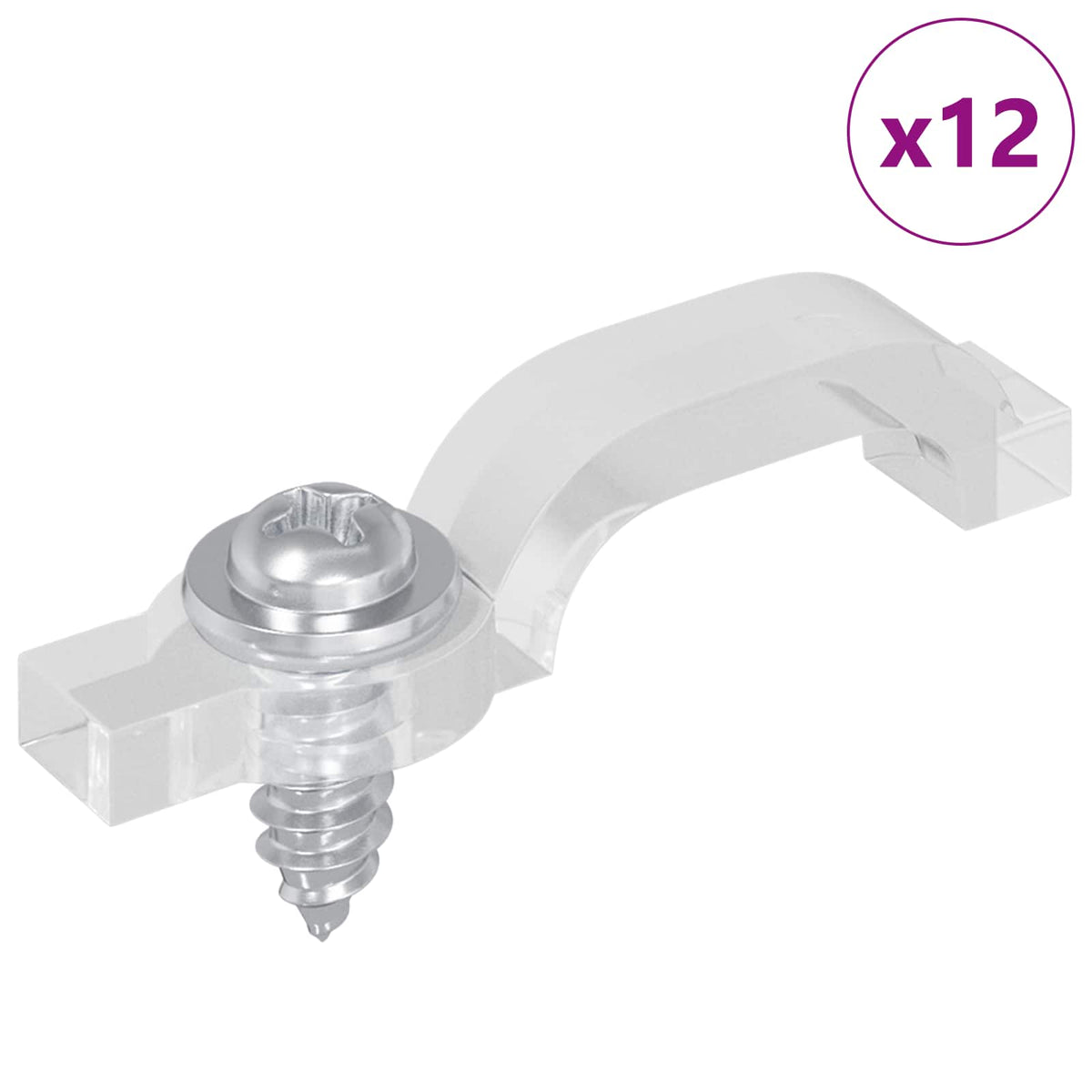 LED Strip Clips 23,8 mm 12 stk. Transparent Plastik og Jern