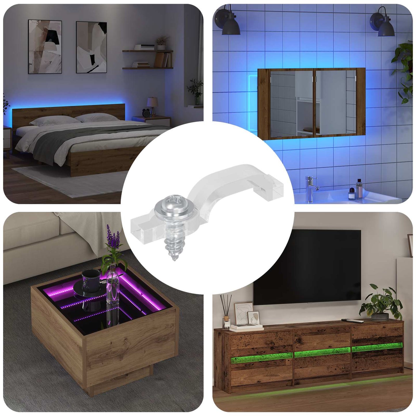 LED Strip Clips 23,8 mm 12 stk. Transparent Plastik og Jern