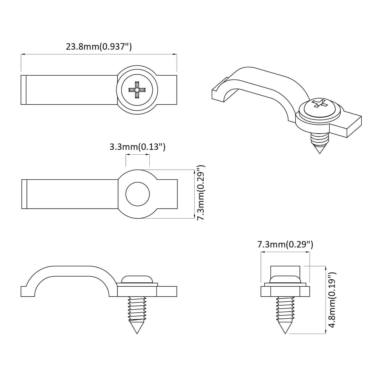 LED Strip Clips 23,8 mm 12 stk. Transparent Plastik og Jern