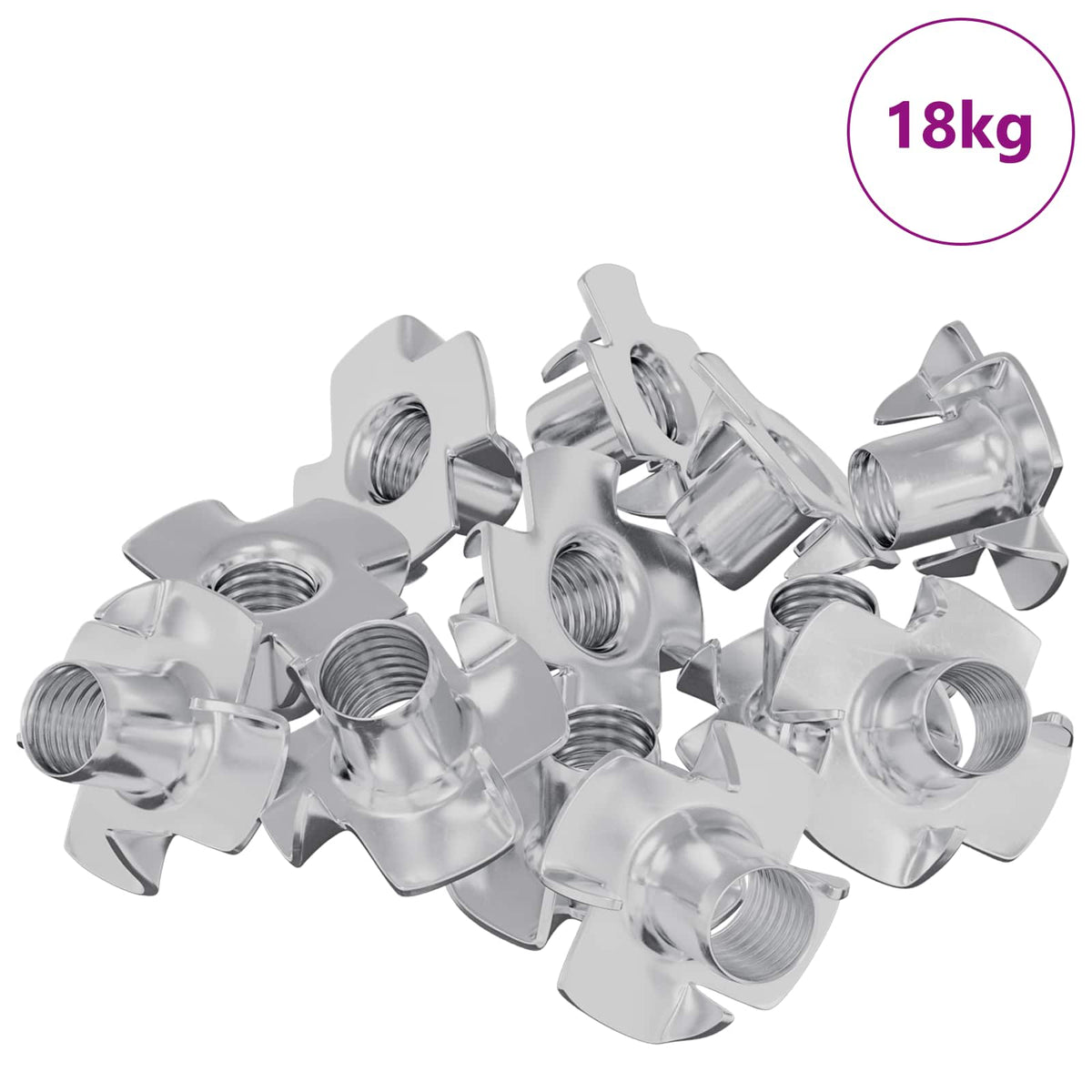 Pronged T-nut 7200 stk. Sølv M6 mm Stål