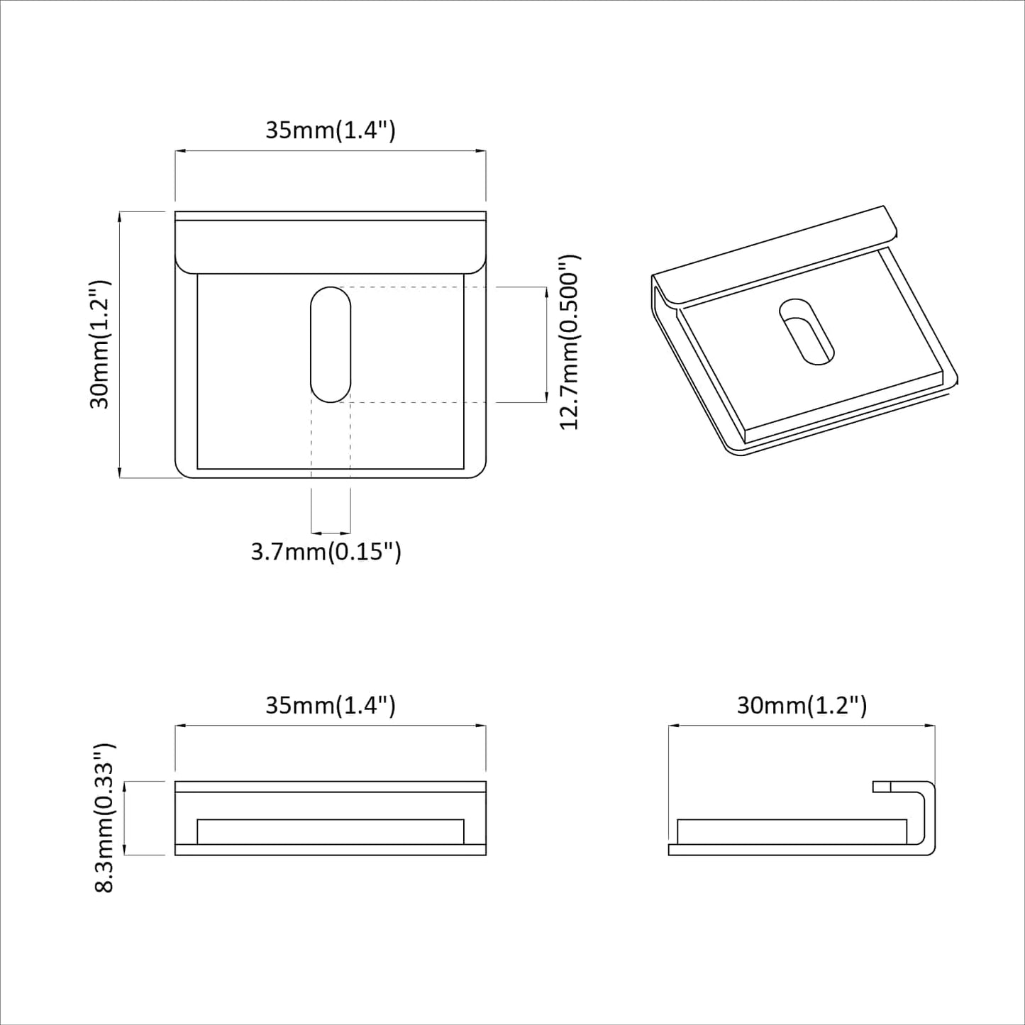 Spejlholdningsbracket 340 Nikkel 35 x 30 x 8,3 mm Stål