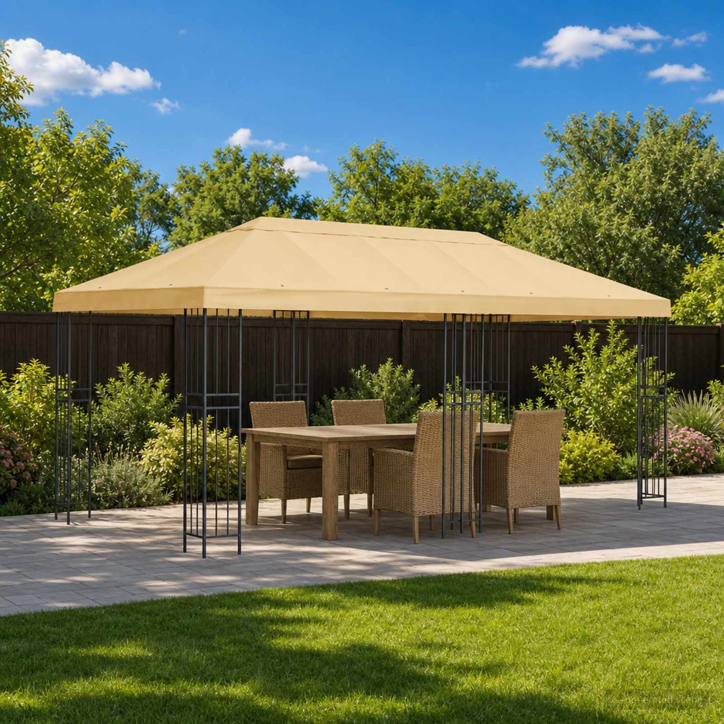 Have Gazebo 6 x 3 m Cremefarvet Polyester og Stål 190 gsm