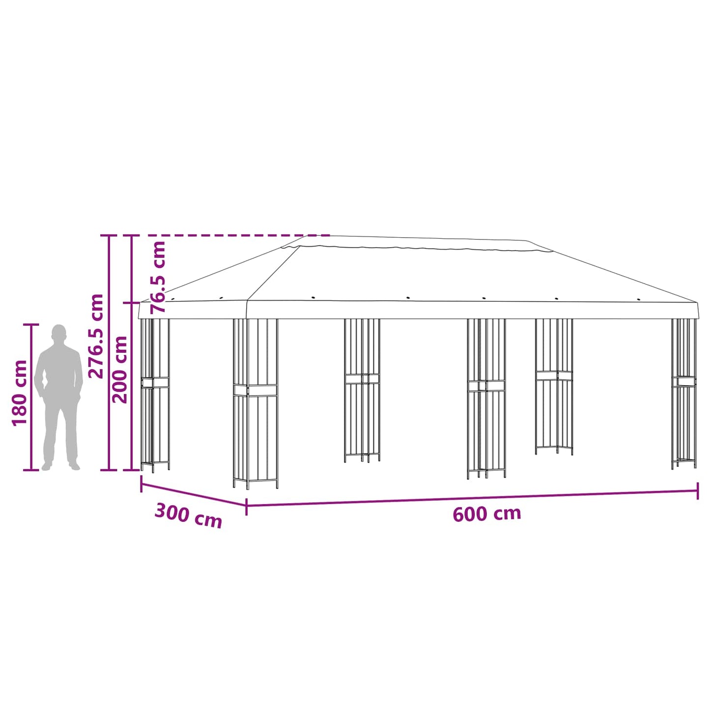Have Gazebo 6 x 3 m Cremefarvet Polyester og Stål 190 gsm