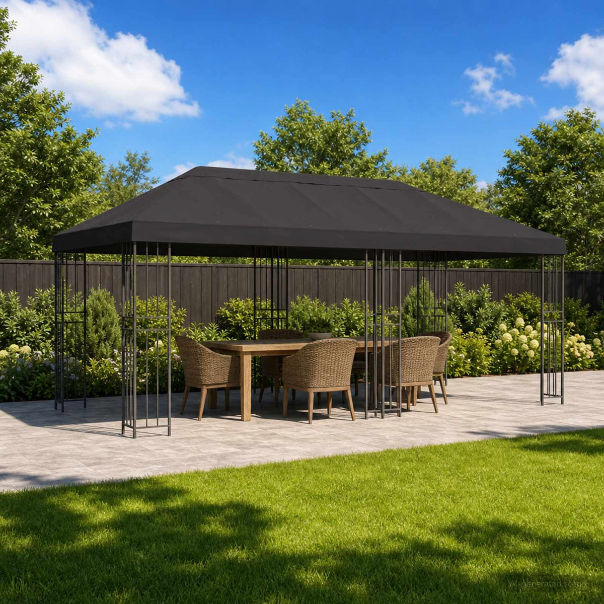Have Gazebo 6 x 3 m Antracit Polyester og Stål 190 gsm