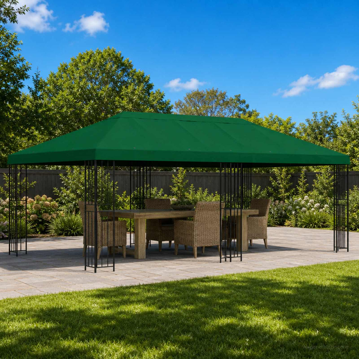 Have Gazebo 6 x 3 m Grøn Polyester og Stål 190 gsm