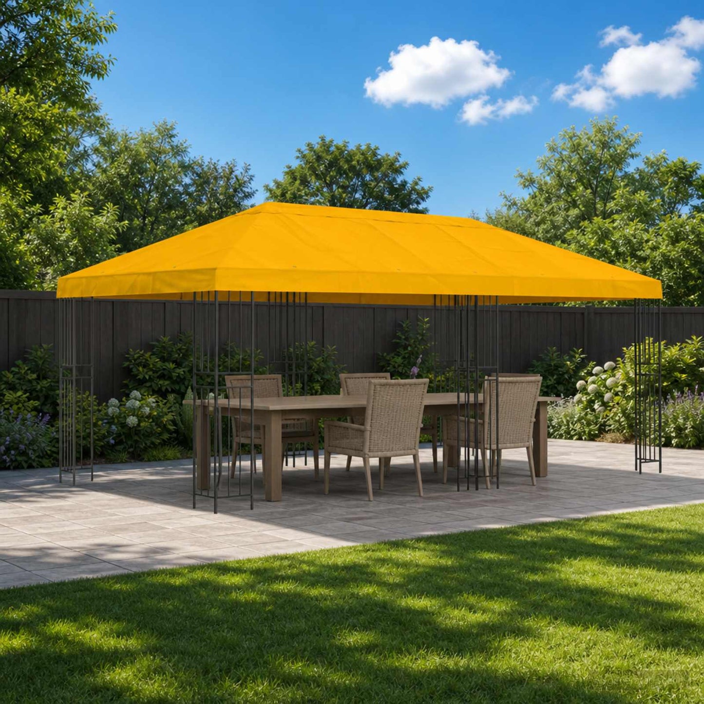 Have Gazebo 6 x 3 m Gul Polyester og Stål 190 gsm