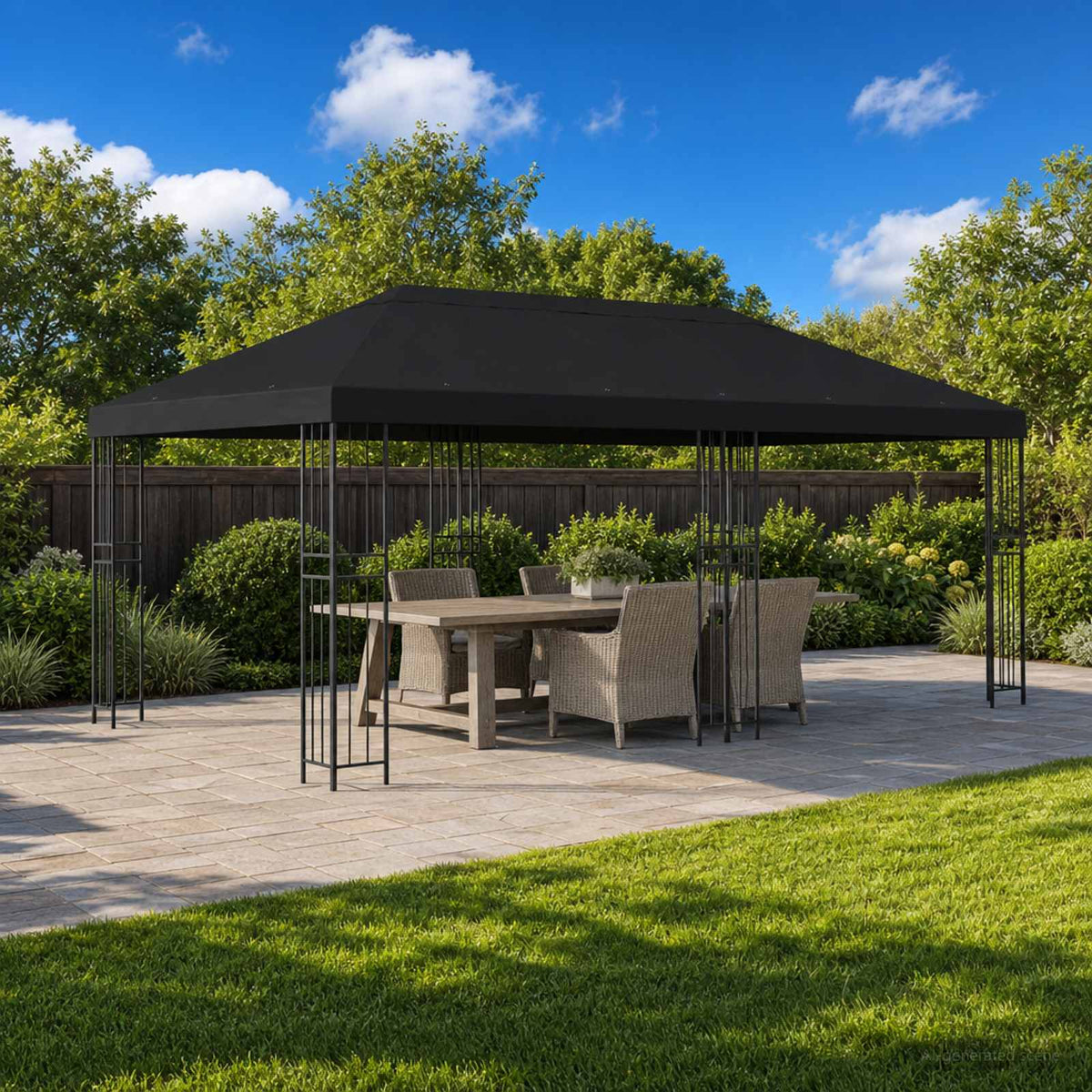 Have Gazebo 6 x 3 m Sort Polyester og Stål 190 gsm