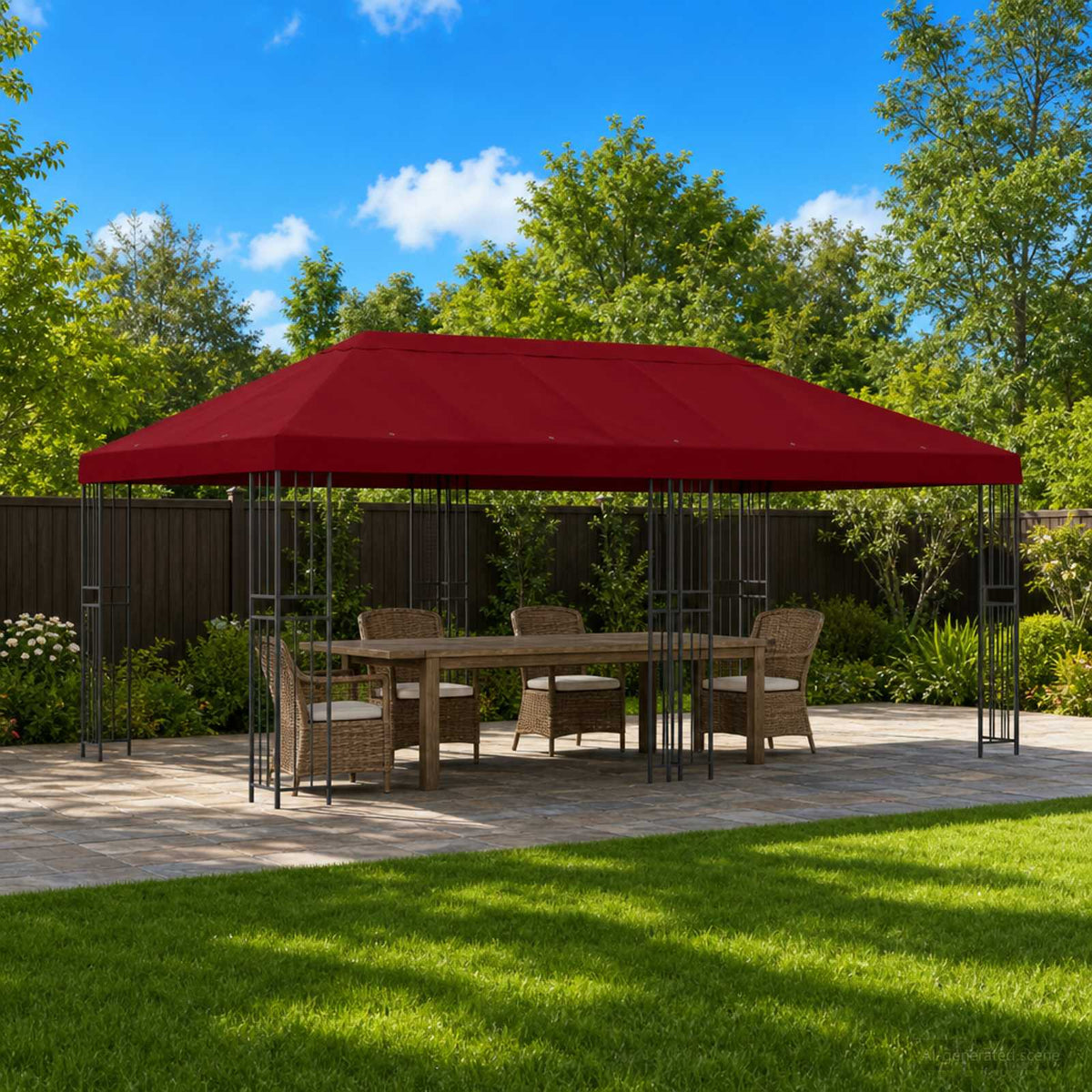 Have Gazebo 6 x 3 m Bordeaux Polyester og Stål 190 gsm