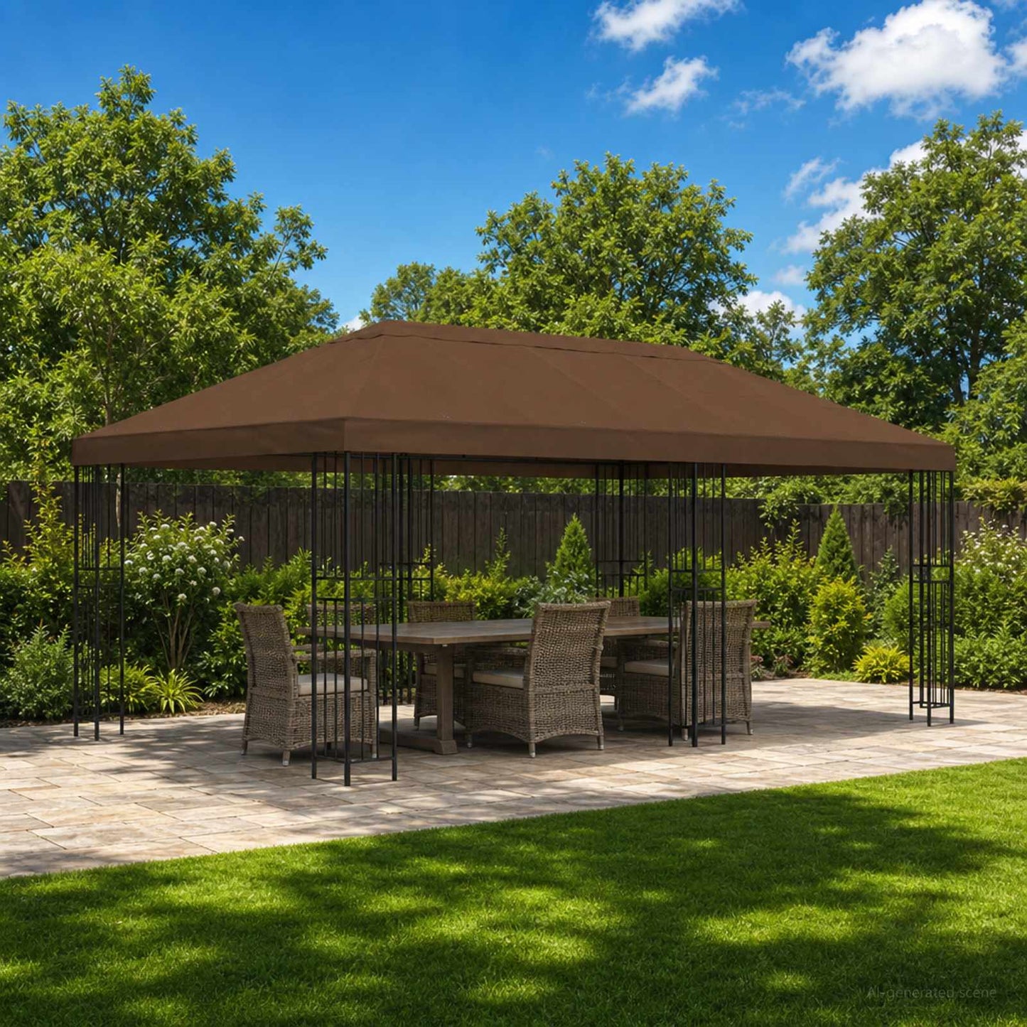 Have Gazebo 6 x 3 m Brun Polyester og Stål 190 gsm