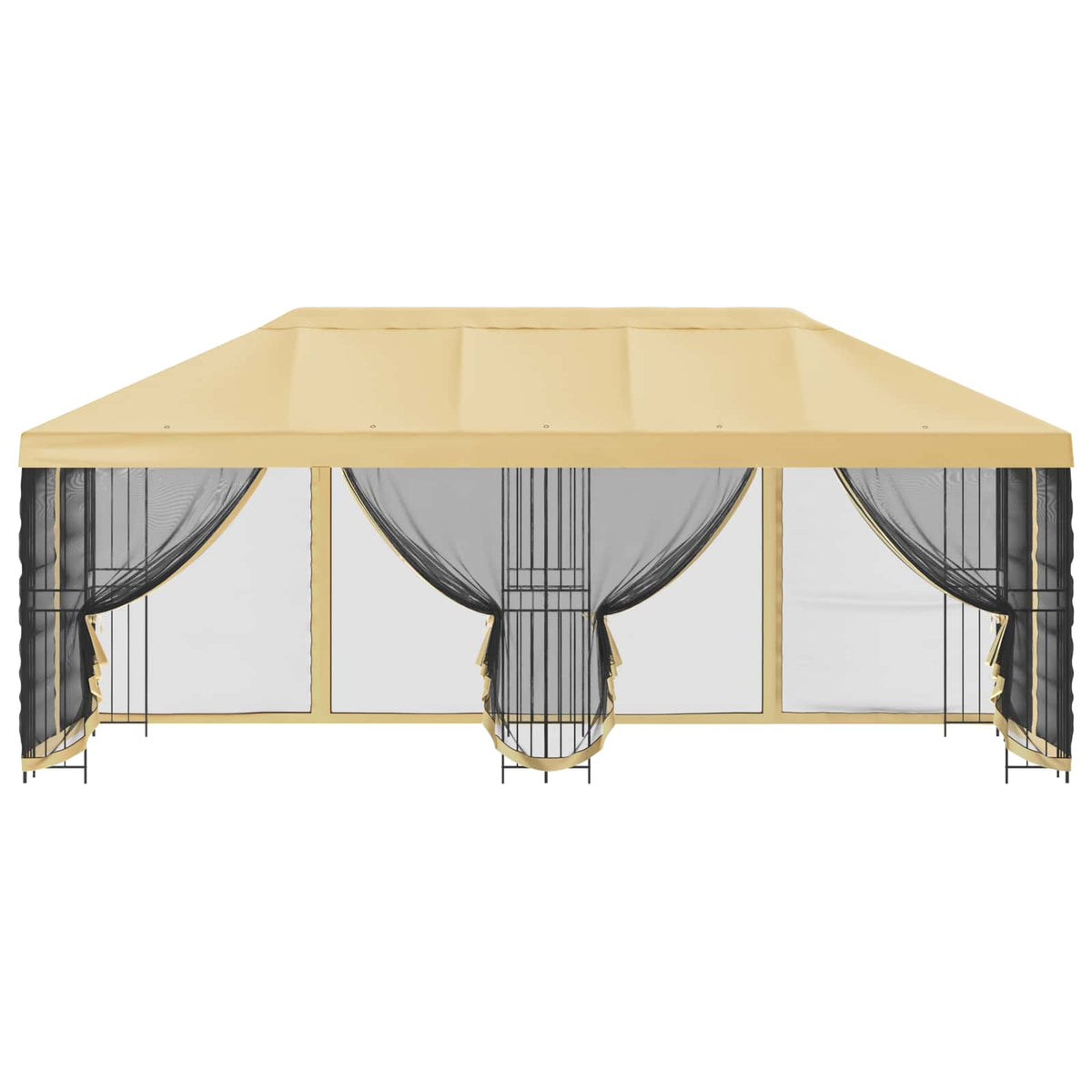 Pavillon med sidetapper 6 x 3 m Cremefarvet Polyester og Stål