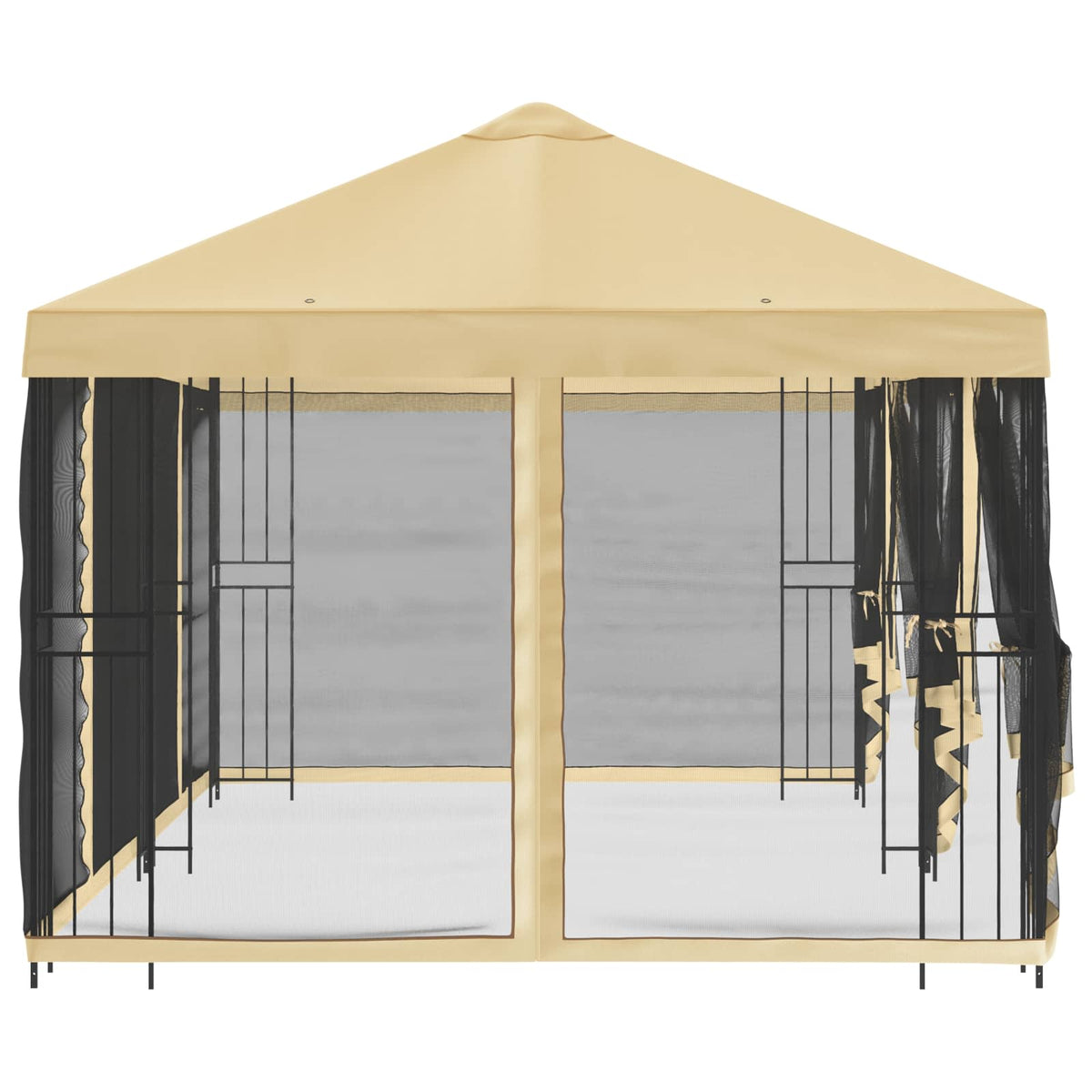 Pavillon med sidetapper 6 x 3 m Cremefarvet Polyester og Stål