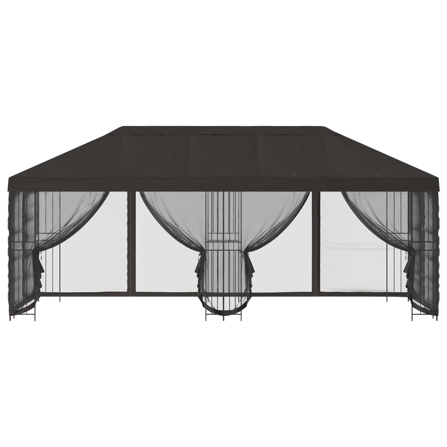Pavillon med sidetapper 6 x 3 m Antracit Polyester og Stål
