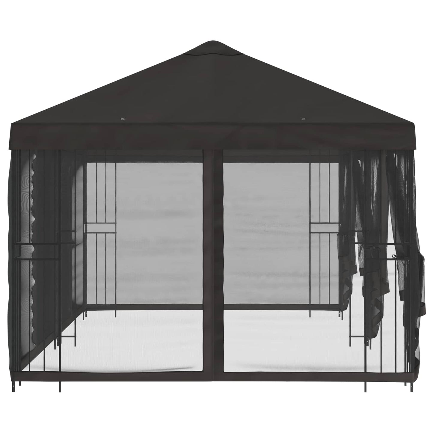 Pavillon med sidetapper 6 x 3 m Antracit Polyester og Stål