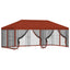 Pavillon med sidetapper 6 x 3 m Terrakotta Polyester og Stål