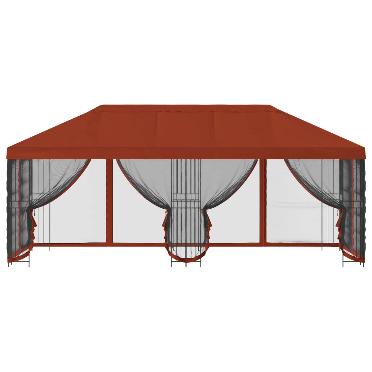 Pavillon med sidetapper 6 x 3 m Terrakotta Polyester og Stål
