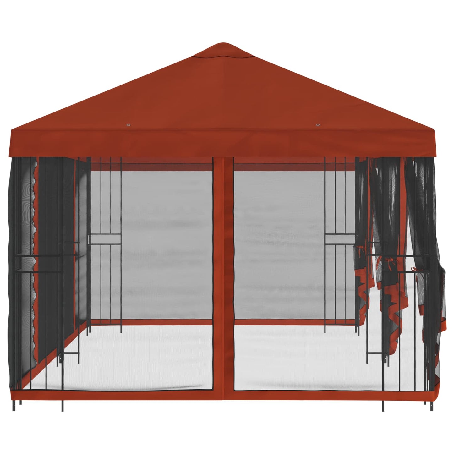 Pavillon med sidetapper 6 x 3 m Terrakotta Polyester og Stål