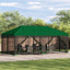 Pavillon med sidetapper 6 x 3 m Grøn Polyester og Stål 190 gsm