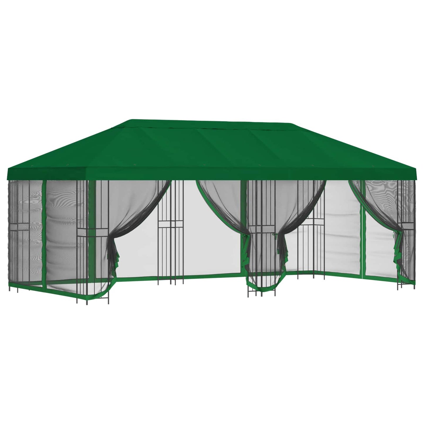 Pavillon med sidetapper 6 x 3 m Grøn Polyester og Stål 190 gsm
