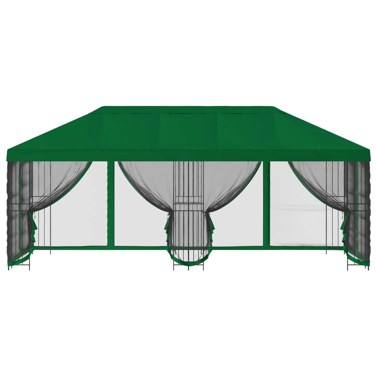 Pavillon med sidetapper 6 x 3 m Grøn Polyester og Stål 190 gsm
