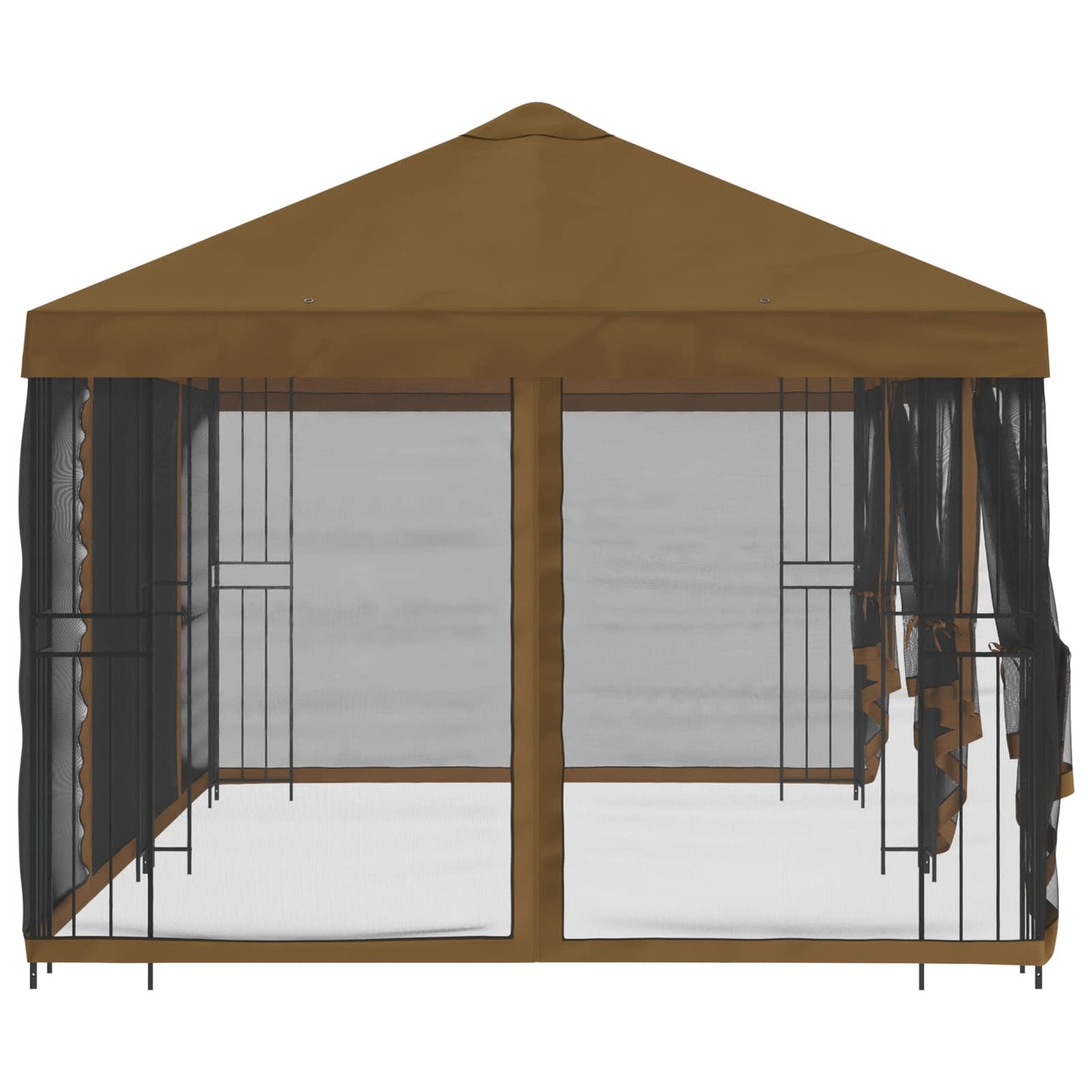 Pavillon med sidetapper 6 x 3 m Gråbrun Polyester og Stål