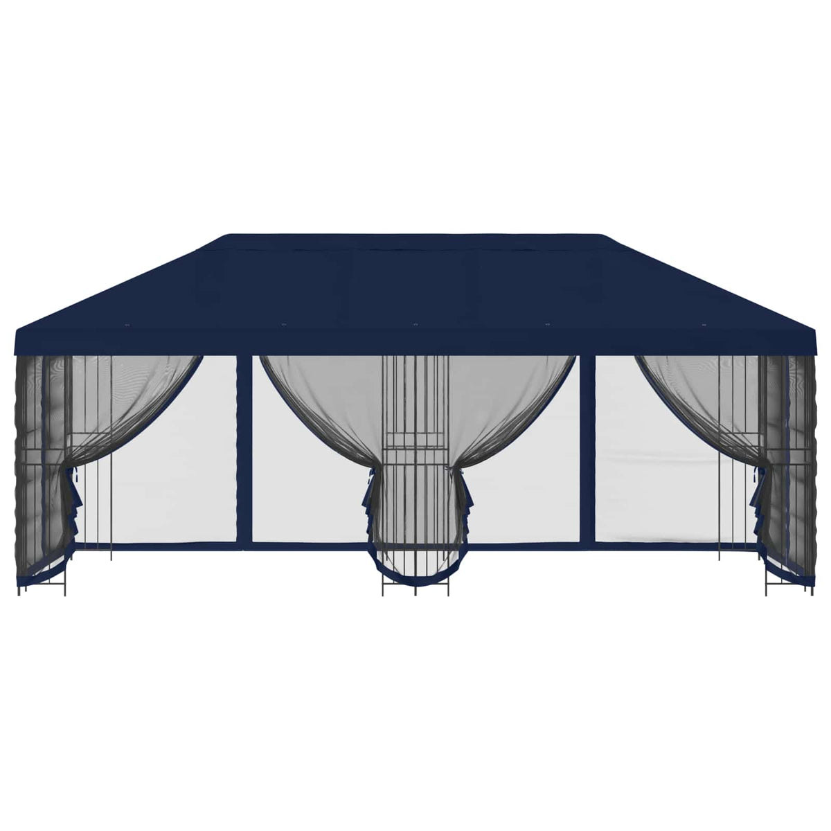 Pavillon med sidetapper 6 x 3 m Blå Polyester og Stål 190 gsm