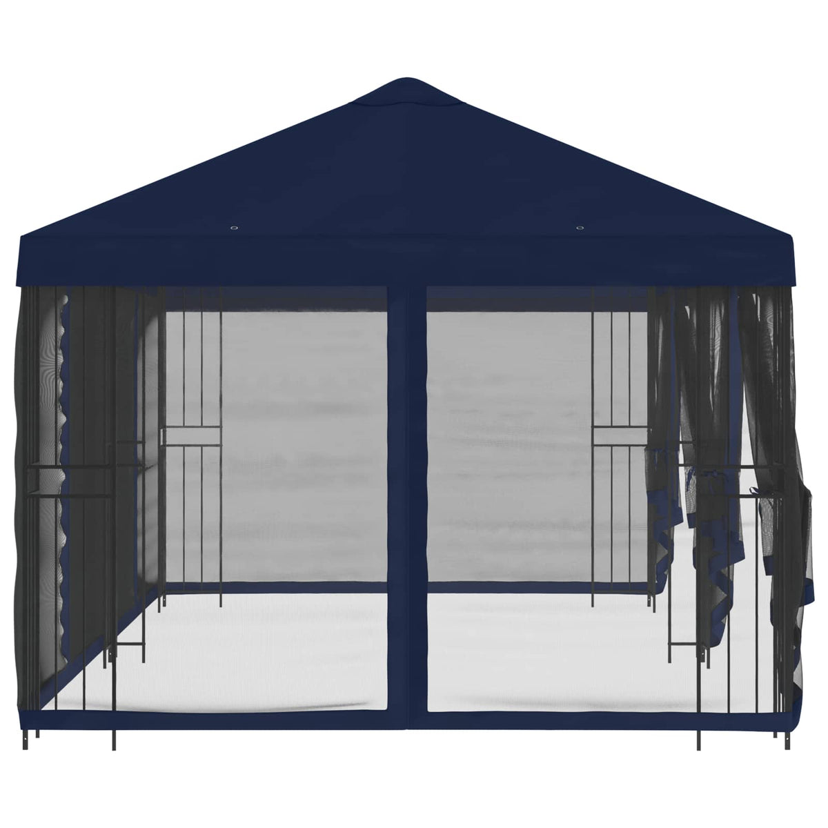 Pavillon med sidetapper 6 x 3 m Blå Polyester og Stål 190 gsm