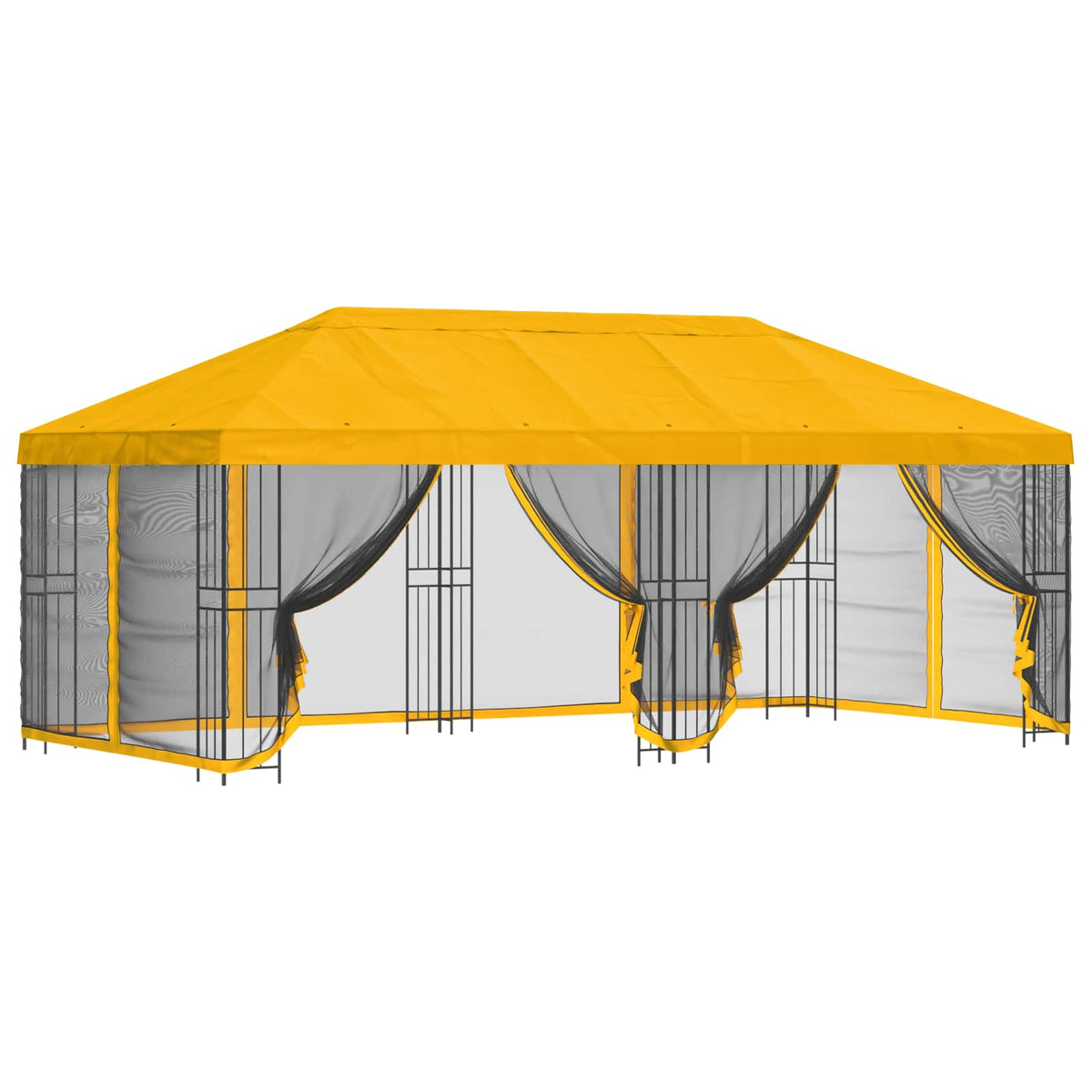 Pavillon med sidetapper 6 x 3 m Gul Polyester og Stål 190 gsm