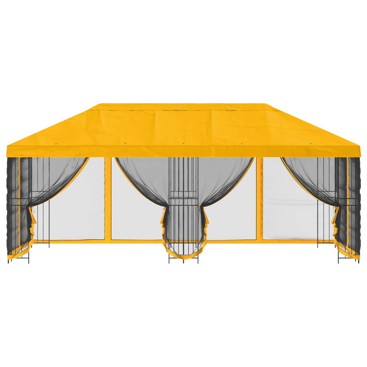 Pavillon med sidetapper 6 x 3 m Gul Polyester og Stål 190 gsm