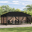 Pavillon med sidetapper 6 x 3 m Sort Polyester og Stål 190 gsm