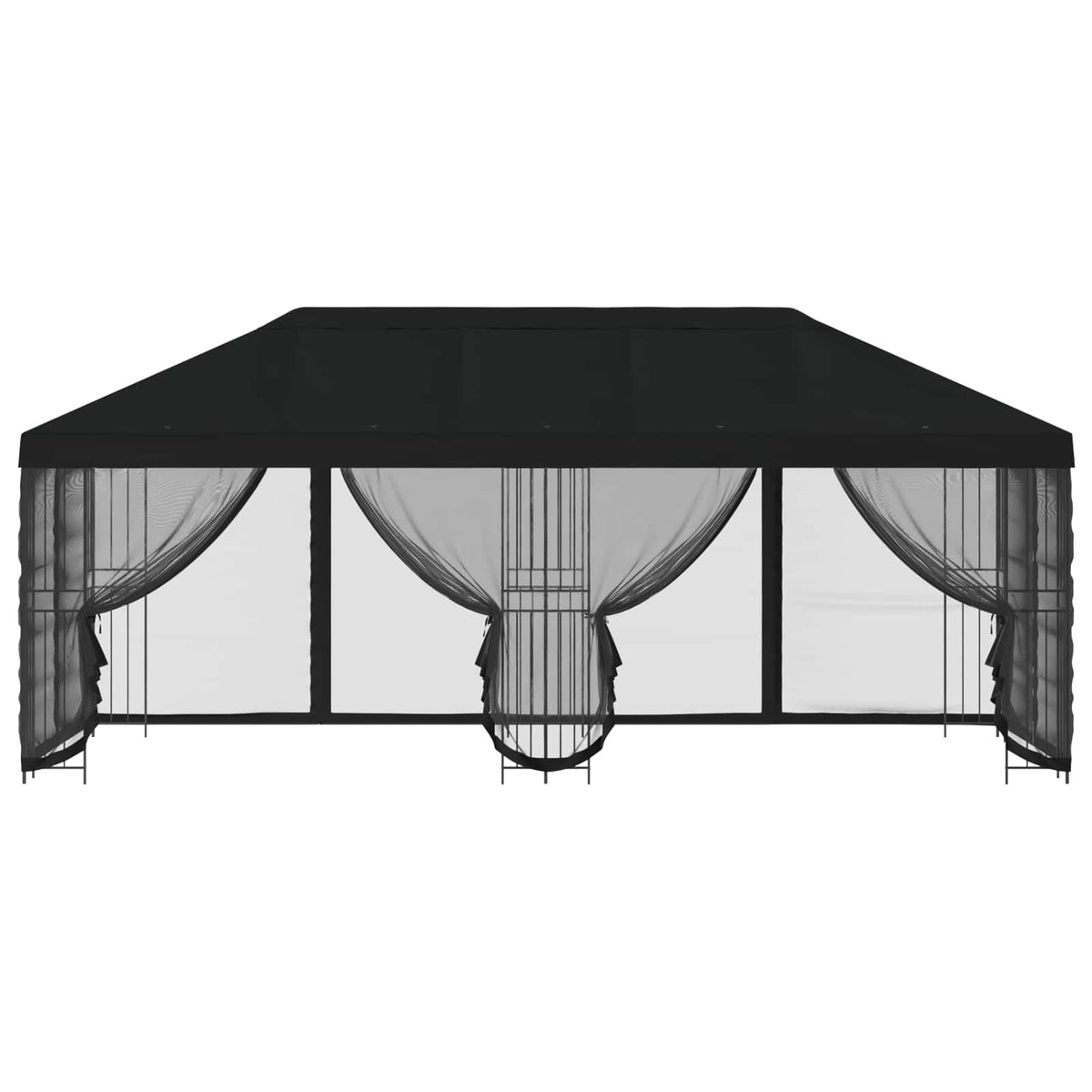 Pavillon med sidetapper 6 x 3 m Sort Polyester og Stål 190 gsm