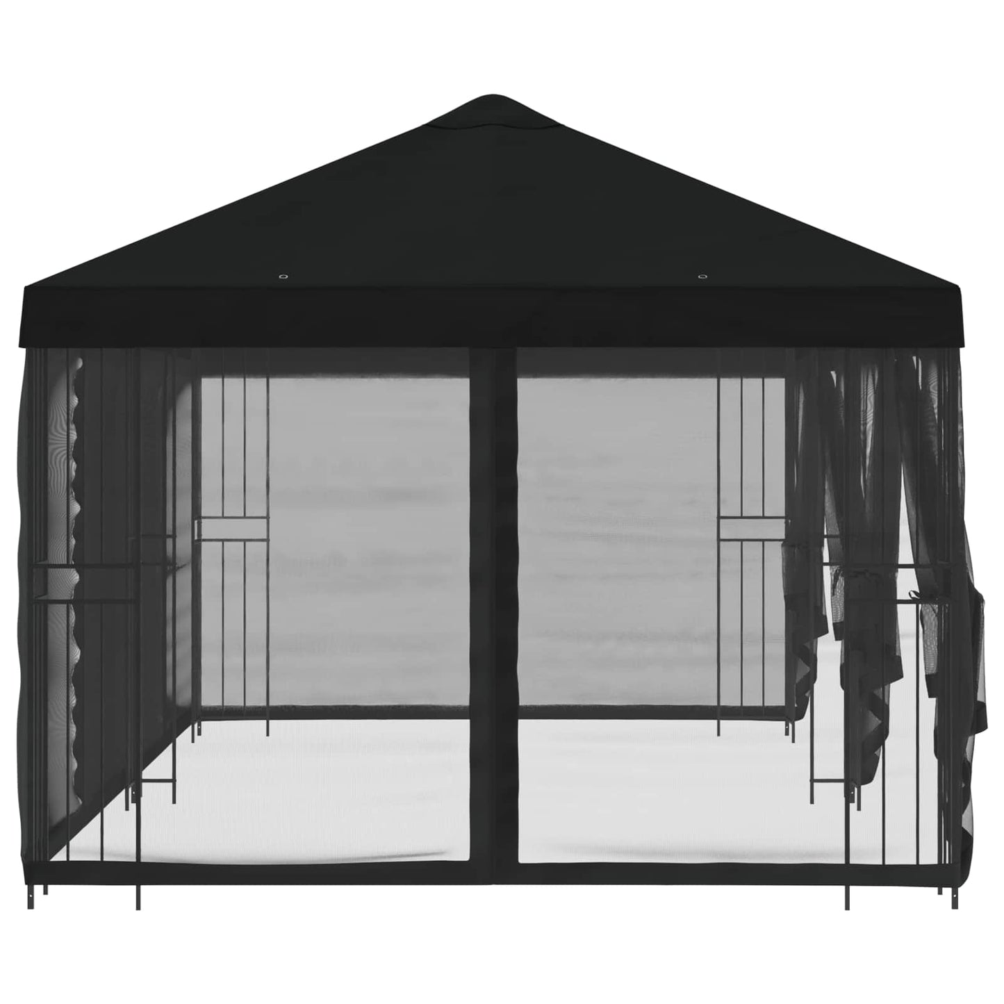 Pavillon med sidetapper 6 x 3 m Sort Polyester og Stål 190 gsm