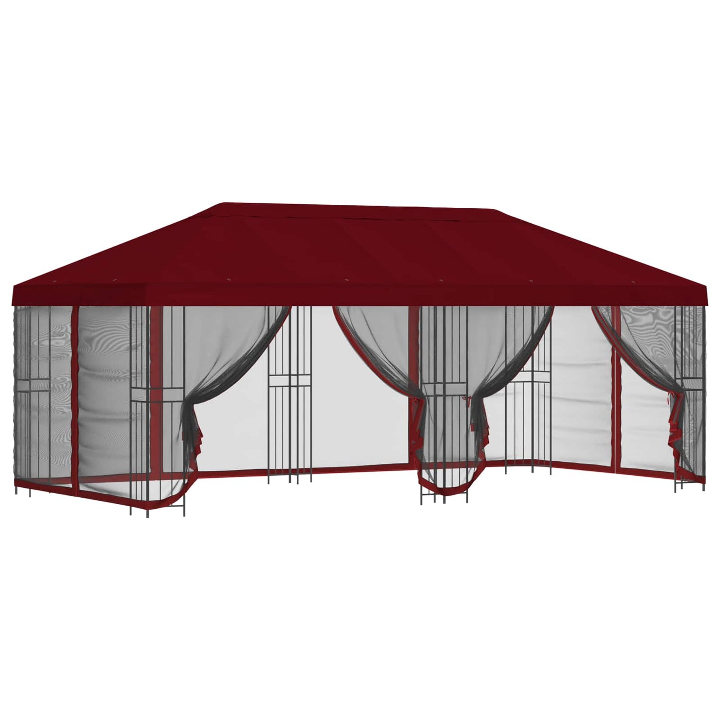 Pavillon med sidetapper 6 x 3 m Bordeaux Polyester og Stål